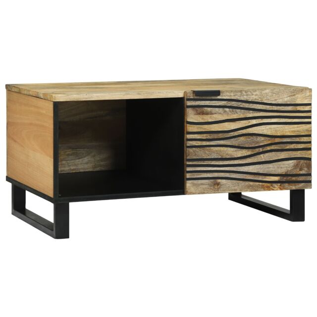 Berkfield Home Coffee Tables with Shelf Geometric Brown 80 x 50 x 40 cm Solid mango wood - image 1