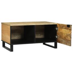 Berkfield Home Coffee Tables with Shelf Geometric Brown 80 x 50 x 40 cm Solid mango wood - thumbnail 2