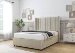 "Sloomy Falcon Plush Divan Base No Drawers-54"" Wingback Headboard in Cream - Size: Small Single" - thumbnail 3