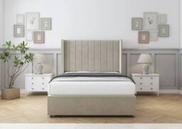 "Sloomy Falcon Plush Divan Base No Drawers-54"" Wingback Headboard in Cream - Size: Small Single" - thumbnail 2