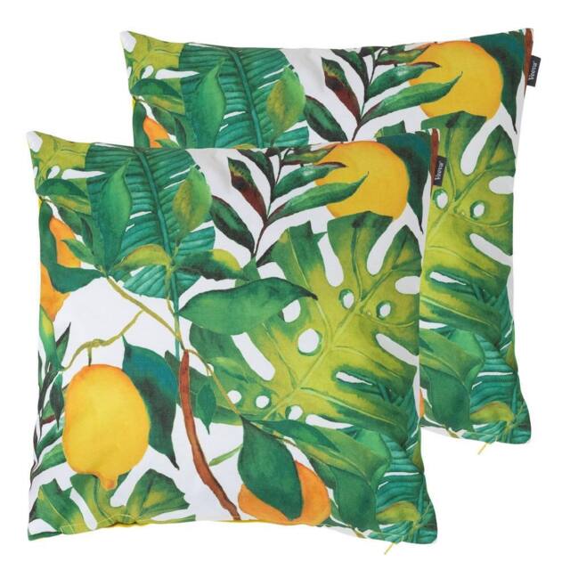 icon Indoor & Outdoor Waterproof Cushion Set of 2 Lemon Leaf Waterproof Cushion in Yellow - Size: 43 cm x 43 cm - image 1