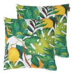 icon Indoor & Outdoor Waterproof Cushion Set of 2 Lemon Leaf Waterproof Cushion in Yellow - Size: 43 cm x 43 cm - thumbnail 1