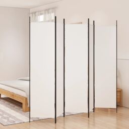 Berkfield Home 5-Panel Room Divider White 250x200 cm Fabric - thumbnail 1