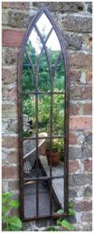 Inspirational Gifting Metal Rustic Gothic Arch Slimline Mirror 1m Tall in Brown - thumbnail 4