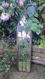 Inspirational Gifting Metal Rustic Gothic Arch Slimline Mirror 1m Tall in Brown - thumbnail 3