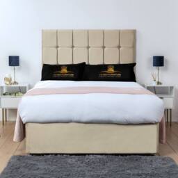 UK Bed Furniture FlorenceDivan Bed with 2 Drawers Same Side & 26 Inch headboard in Cream - Size: Double - thumbnail 2