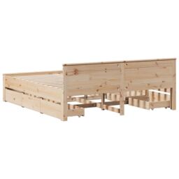 Berkfield Home Bed Frame without Mattress with Headboard 200x200 cm Solid Wood Pine in Brown - thumbnail 6
