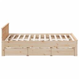 Berkfield Home Bed Frame without Mattress with Headboard 200x200 cm Solid Wood Pine in Brown - thumbnail 5
