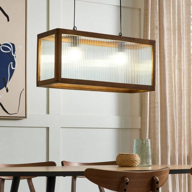 Wyld and Coco Handmade Mango Wood Pendant Lamp Boho-Industrial Shade in Brown - image 1