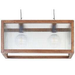 Wyld and Coco Handmade Mango Wood Pendant Lamp Boho-Industrial Shade in Brown - thumbnail 4