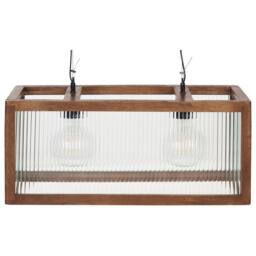 Wyld and Coco Handmade Mango Wood Pendant Lamp Boho-Industrial Shade in Brown - thumbnail 2