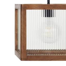 Wyld and Coco Handmade Mango Wood Pendant Lamp Boho-Industrial Shade in Brown - thumbnail 6