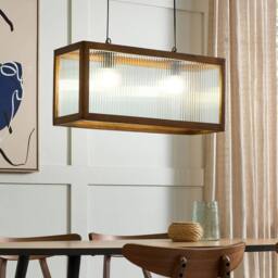 Wyld and Coco Handmade Mango Wood Pendant Lamp Boho-Industrial Shade in Brown - thumbnail 1