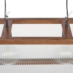 Wyld and Coco Handmade Mango Wood Pendant Lamp Boho-Industrial Shade in Brown - thumbnail 5