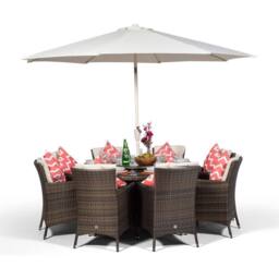 Thats Furniture Savannah Round 8 Seater Rattan Patio Dining Set in Brown - thumbnail 1