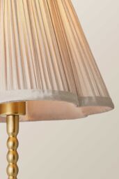 ValueLights Maeve Light Grey Pleated Faux Silk Scallop Shade Brushed Gold Bobbin Table Lamp - thumbnail 4