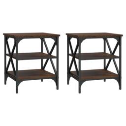 Berkfield Home Side Tables 2 pcs Brown Oak 40x42x50 cm Engineered Wood - Size: 40 x 42 x 50 cm - thumbnail 2
