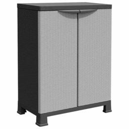 Berkfield Home Plastic Cabinet 68x39x92 cm Rattan Design in Grey - Size: 68 x 39 x 92 cm