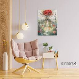 "Artery8 Alice in Rose Garden at Wonderland Canvas Wall Art Print - Size: W18"" x H24""" - thumbnail 3