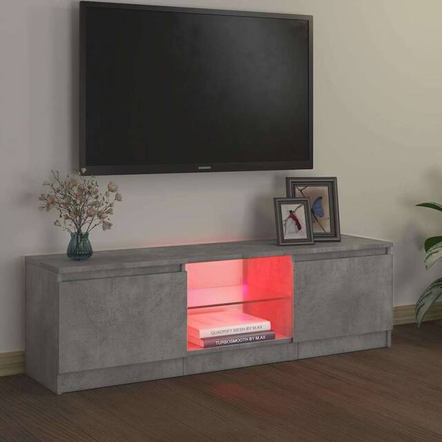 Berkfield Home TV Cabinet with LED Lights Concrete Grey 120x30x35.5 cm - image 1