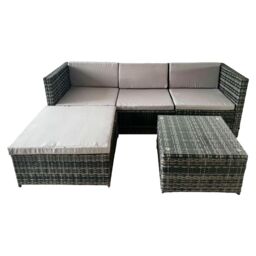 Alivio 3 Seater Rattan Garden Corner Sofa Set, PE Rattan Garden Furniture Set with Coffee Table, Anti-UV Cushions for Indoor Outdoor Patio (Grey) - thumbnail 8