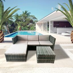 Alivio 3 Seater Rattan Garden Corner Sofa Set, PE Rattan Garden Furniture Set with Coffee Table, Anti-UV Cushions for Indoor Outdoor Patio (Grey) - thumbnail 6