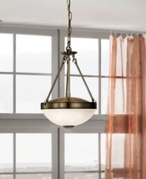 Loops Ceiling Pendant & 2x Matching Wall Lights Antique Bronze & Satin Glass Shade in Clear - thumbnail 4
