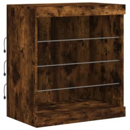 Berkfield Home Sideboard with LED Lights Smoked Oak 60.5x37x67 cm in Brown - thumbnail 5