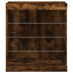 Berkfield Home Sideboard with LED Lights Smoked Oak 60.5x37x67 cm in Brown - thumbnail 6