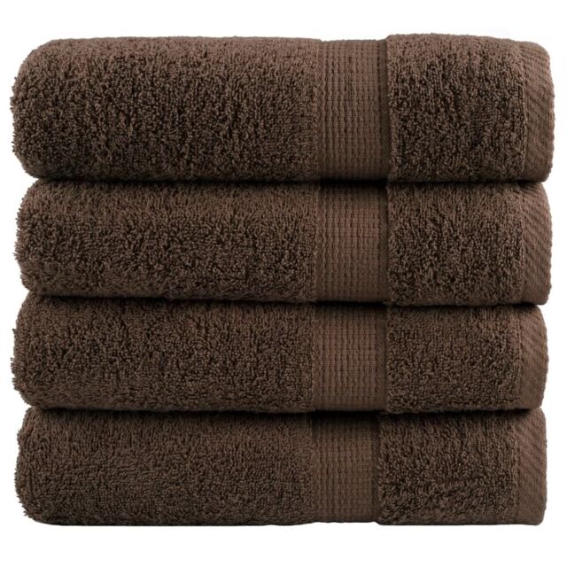 Berkfield Home Premium Hand Towels SOLUND 4pcs Brown 50x100cm 600gsm - image 1
