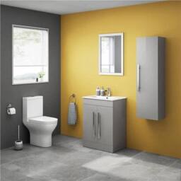 SPETLEK Cabinet Vanity Unit Sink Bathroom Basin Storage in Grey - thumbnail 3