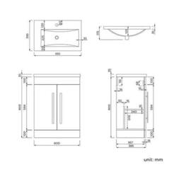SPETLEK Cabinet Vanity Unit Sink Bathroom Basin Storage in Grey - thumbnail 5