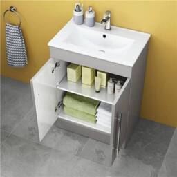 SPETLEK Cabinet Vanity Unit Sink Bathroom Basin Storage in Grey - thumbnail 4