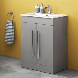 SPETLEK Cabinet Vanity Unit Sink Bathroom Basin Storage in Grey - thumbnail 2