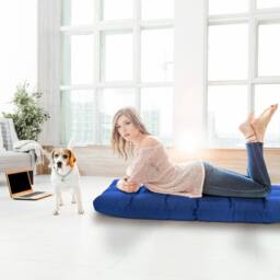 Costway 14-Position Adjustable Floor Chair Folding Video Gaming Sofa Chair in Blue - thumbnail 7
