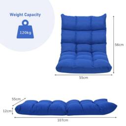 Costway 14-Position Adjustable Floor Chair Folding Video Gaming Sofa Chair in Blue - thumbnail 2