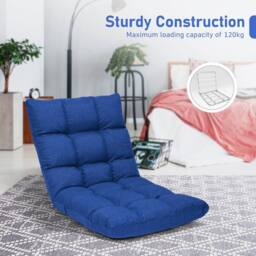 Costway 14-Position Adjustable Floor Chair Folding Video Gaming Sofa Chair in Blue - thumbnail 6