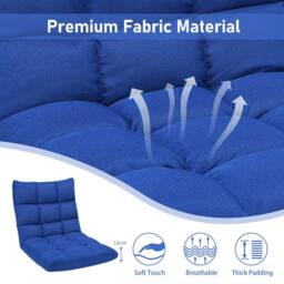 Costway 14-Position Adjustable Floor Chair Folding Video Gaming Sofa Chair in Blue - thumbnail 4