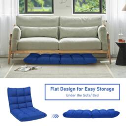 Costway 14-Position Adjustable Floor Chair Folding Video Gaming Sofa Chair in Blue - thumbnail 9