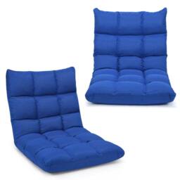 Costway 14-Position Adjustable Floor Chair Folding Video Gaming Sofa Chair in Blue - thumbnail 3