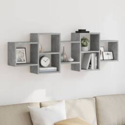 Berkfield Home Wall Shelf Concrete Grey 129x18x42 cm Engineered Wood - Size: 129 x 18 x 42 cm - thumbnail 2
