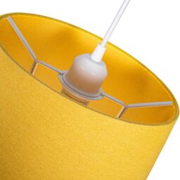 Happy Homewares Traditional Linen Fabric Drum Shade for Pendant & Lampshade in Mustard - Size: 14 inches - thumbnail 6