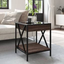 Berkfield Home Decorative Coffee Table with Infinity LED Brown Oak 40x40x49 cm - Size: 40 x 40 x 49 cm - thumbnail 4