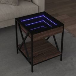 Berkfield Home Decorative Coffee Table with Infinity LED Brown Oak 40x40x49 cm - Size: 40 x 40 x 49 cm - thumbnail 2