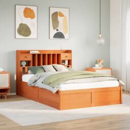 Berkfield Home Beautiful Bed Frame without Mattress Wax Brown 160x200 cm Solid W - thumbnail 2