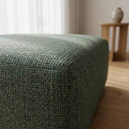 Abakus Direct Tokyo Footstool Brushed Tweed Fabric in Green - thumbnail 2