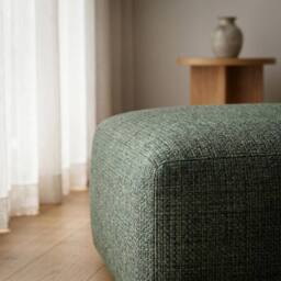 Abakus Direct Tokyo Footstool Brushed Tweed Fabric in Green - thumbnail 3