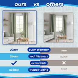 Harbour Housewares Extendable Metal Ball Curtain Pole Kit - 77 to 150cm in Black - thumbnail 3