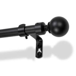 Harbour Housewares Extendable Metal Ball Curtain Pole Kit - 77 to 150cm in Black - thumbnail 1