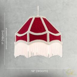 Happy Homewares Classic Victorian Style Empire Pendant Shade in Burgundy Red Fabric - Size: 12 inches - thumbnail 7
